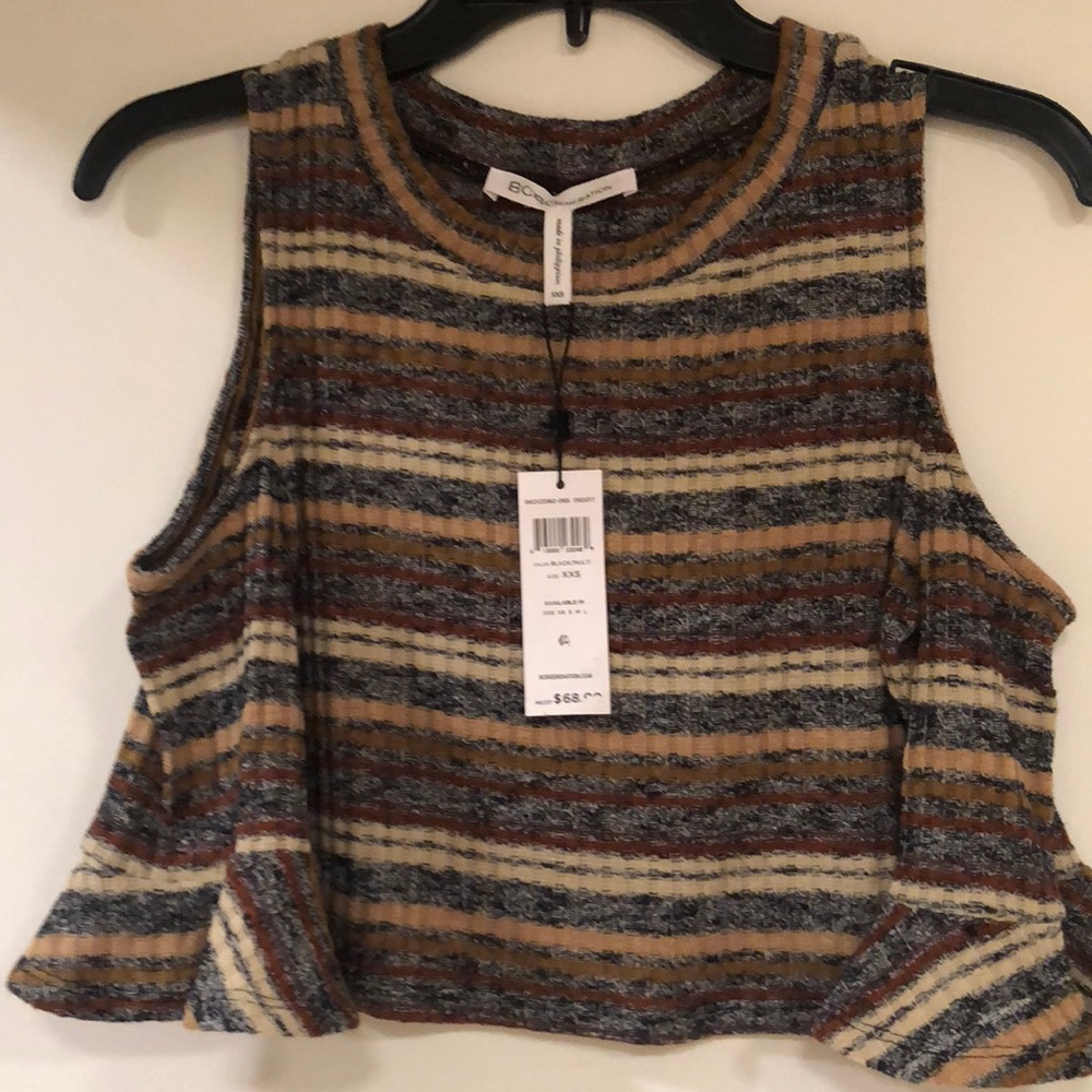 Cropped open shoulder BCBG top